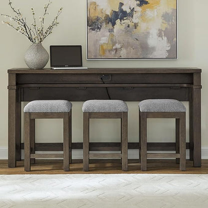 Liberty Furniture Cascade Falls Living Room 4 Piece Set - Console Bar Table, 3 Stools - Satin Espresso