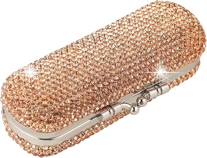 AsAlways Shiny Rhinestone Crystal Portable Lipstick Case with Mirror Portable Bling Diamonds Makeup Cosmetic Storage Holder for Travel Ladies Fashion