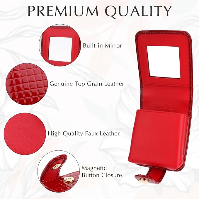 kilofly Genuine Leather Double Lipstick Case Cosmetic Makeup Holder + Gift Box