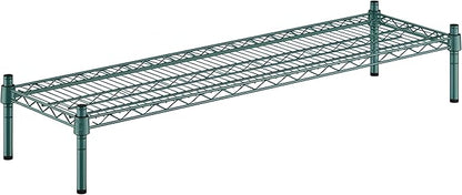 14" x 48" x 8" Green Epoxy Wire Storage Shelf, Dunnage Rack, Commercial 1 Tier Small Shelf