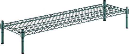 14" x 48" x 8" Green Epoxy Wire Storage Shelf, Dunnage Rack, Commercial 1 Tier Small Shelf