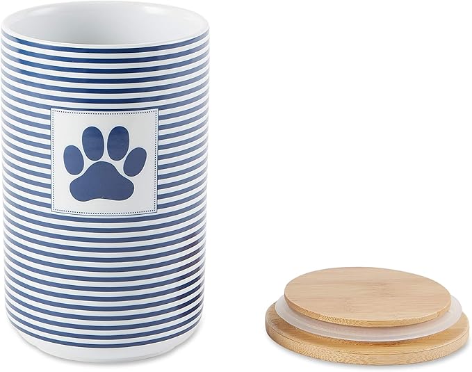 Bone Dry Paw & Patch Ceramic Pet Collection, Treat Canister, 4x6.5, Nautical Blue