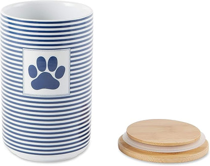 Bone Dry Paw & Patch Ceramic Pet Collection, Treat Canister, 4x6.5, Nautical Blue