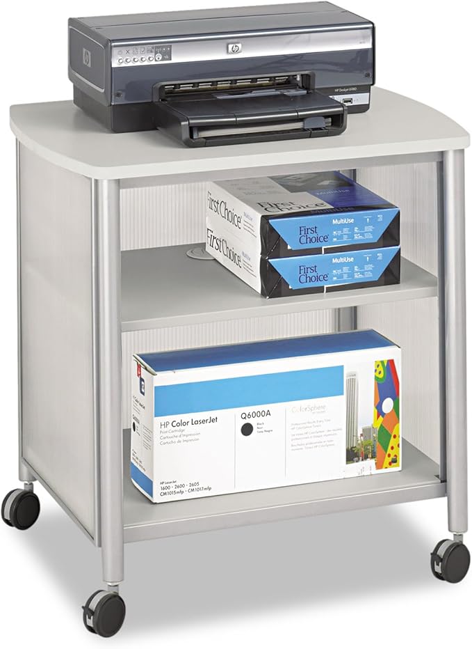 Safco Impromptu Mobile Print Stand 1857GR, Gray, 200 lbs. Capacity, Contemporary Design, Swivel Wheels