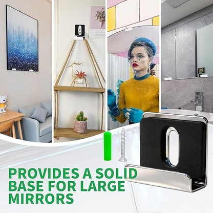 Metal Mirror Holder Clips-12Pack Mirror Hanging Kit,Steel Heavy Duty Frameless Picture Mounting Hardware and Screw,Frameless Glass Anchors Hardware for Wall Hanging Photo Frames Tiles and Billboard