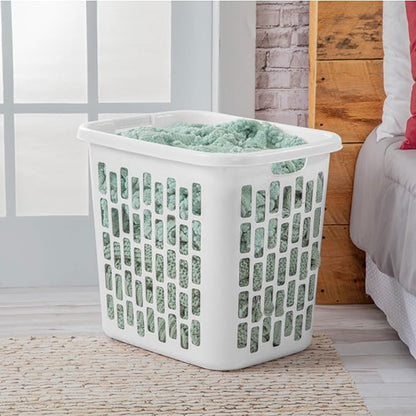 Sterilite Ultra Easy Carry Plastic Dirty Clothes Laundry Basket Hamper with Integrated Handles and Ventilation Holes, White (16 Pack)