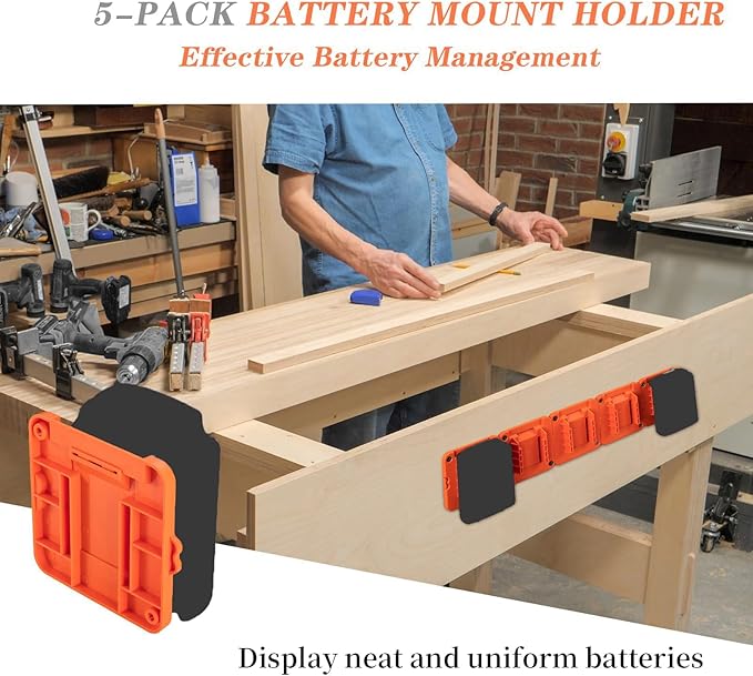 Crivnhar Battery Mount Holder Compatible for Black+Decker 20V Batteries, Wall Mounts Hanger Fit for LBXR20 LB20 LBX20, Organize Garage/Workshop/Work Truck(5 Pack, w/10 Screws, No Battery)
