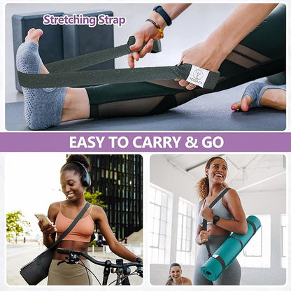 YOGAER Yoga Mat Carrier Strap, Adjustable Thick Straps Sling for Carrying Large Mats, Stretching Band