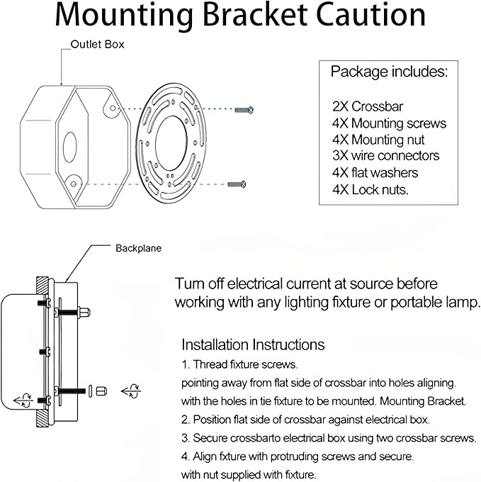 2 Pack Universal Mounting Bracket, 4 Inch Steel Round Light Crossbar, For Wall, Ceiling, Chandelier