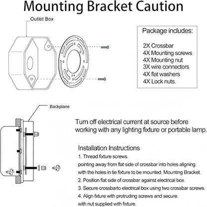 2 Pack Universal Mounting Bracket, 4 Inch Steel Round Light Crossbar, For Wall, Ceiling, Chandelier