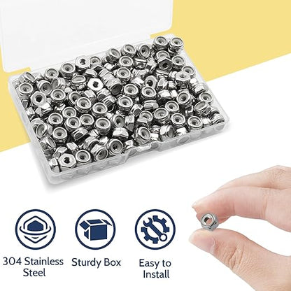 120 Pack 8#32 Nylon Insert Lock Nuts,304 (A2-70) Stainless Steel Locknuts,Standard Inch Thread Nylock Nuts
