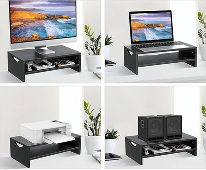 Zimilar Monitor Stand, 2-Tier Laptop Computer Monitor Stand Riser for PC, iMac, Desktop Wooden Screen Stand with Storage Organizer for Home Office