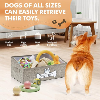 Dog Toy Basket, Specially Designed for Dog Toy Storage, Collapsible Dog Toy Box with Handle，Perfect for Storing Pet Toys and Accessories (Pink)