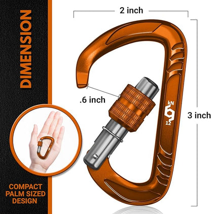 12kN (2697 lbs) Heavy Duty Carabiner Clips, for Securing Pets, Outdoor, Camping, Hiking, Hammock, Dog Leash Harness, Keychains
