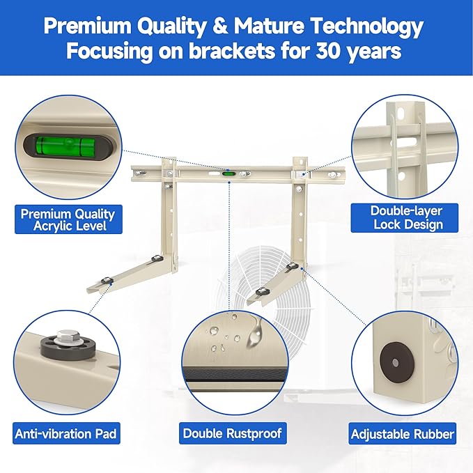 Mini Split Wall Mounting Bracket: Condenser Wall Mount Rack for 7000 9000 12000 18000 24000 30000 36000 BTU Mini Split Air Conditioner Units, Outside Split System Mount Condenser Bracket, Max 550 LBS