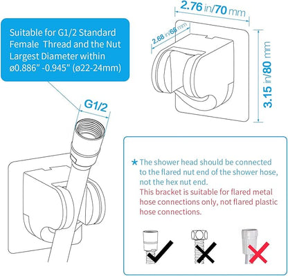 KAIYING Self Adhesive Handheld Shower Head Holder, Adjustable Angle RV & Bathroom Wand Holder, Universal ABS Black Shower Bracket
