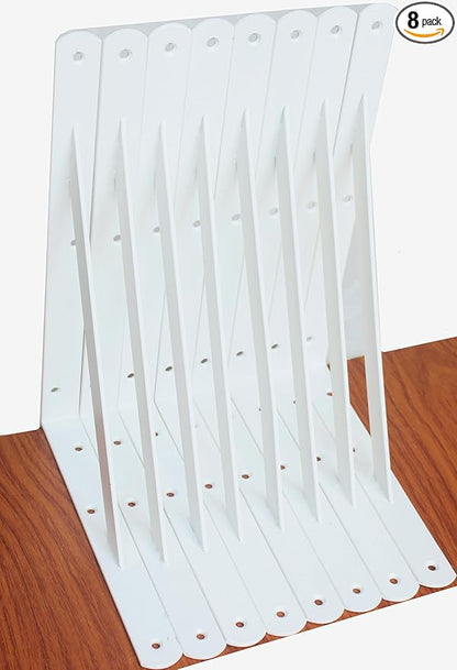 8 Pack L12 x H 8" White Heavy Duty Shelf Brackets with Screws Metal Shelf Brackets Shelf Support Angle Brackets for Shelves L Brackets Heavy Duty Floating Shelf