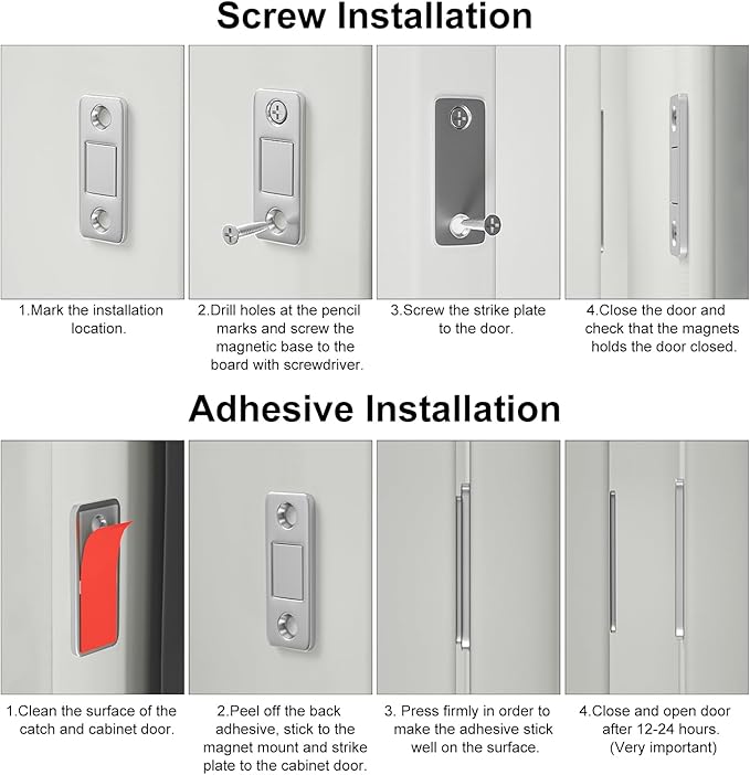 Cabinet Sliding Door Magnets Jiayi 18 Pack Ultra Thin Magnetic Door Catch Stainless Steel Drawer Magnet Catch for Kitchen Door Closure Cabinet Closer Cupboard Closet Door Magnetic Latches Hardware