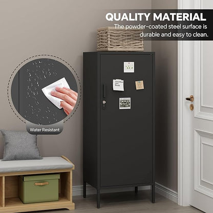 Metal Locker Cabinet Lockable Bathroom Storage Cabinet Black 4 Tier Employee Lockers for Home, School, Office, Garage H49.21'' (Black)
