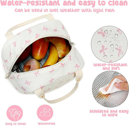 Bluboon Lunch Bag for Women Men Cute Corduroy Lunch Tote Bags Reusable Insulated Lunch Box Large Capacity Reusable Insulated Cooler for Work Picnic or Travel