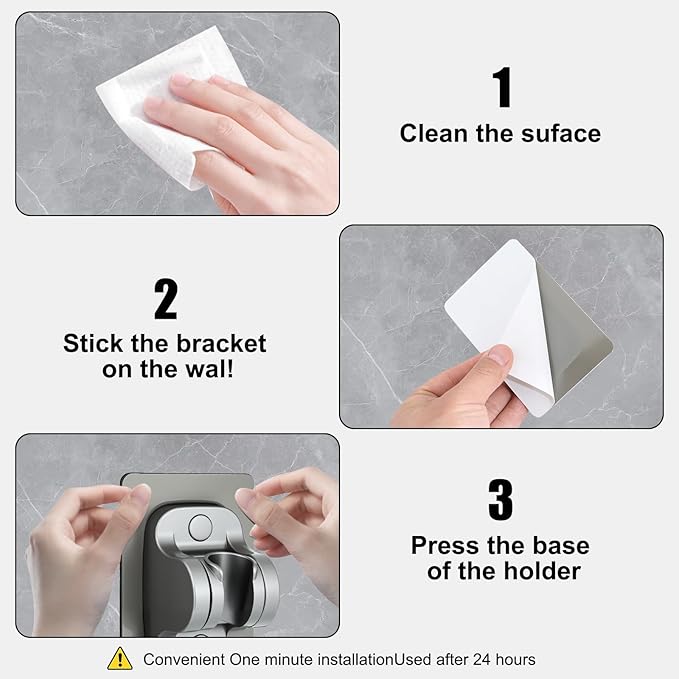 Strong Adhesive Adjustable Shower Head Holder- Wall Mounted Heavy Duty Shower Head Shelf Bracket, Plastic Bracket Stick on Wall, Mount ABS- Shower Head Holder for Bathroom use (Grey)