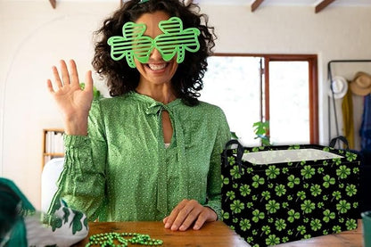 Rectangle Patrick's Day Baskets Kids Baskets Clover Storage Bin Organizer Box for Room Decor Gift Basket