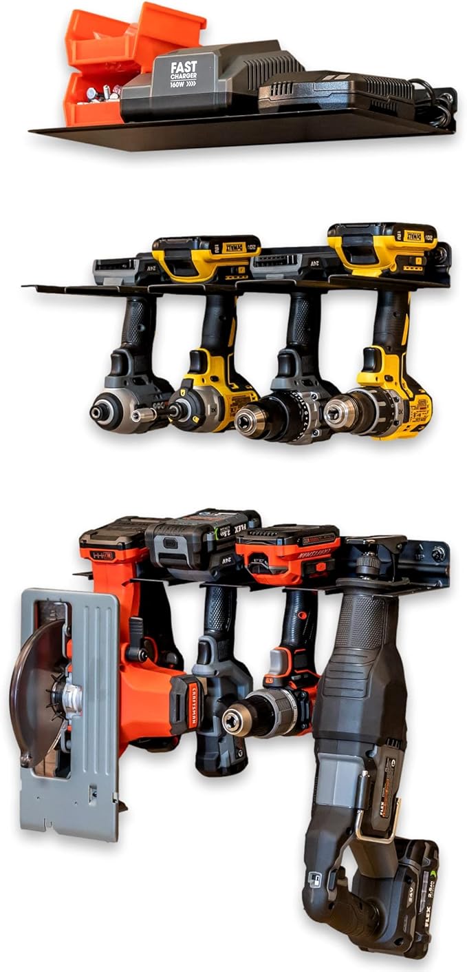 StoreYourBoard Power Tool Organizer Kit, Holds Drills and Power Tools, Shelf, Wall Mount Garage Storage Rack
