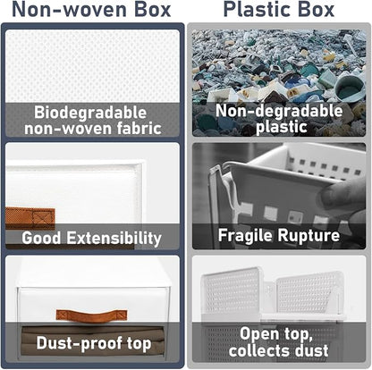 DIMJ Closet Organizers and Storage - Fabric Bins with Drawers for Closet Foldable Clothes Organizers with Clear Window, Stackable Storage Drawers Units for Bedroom, Living Room, 4-Pack, White