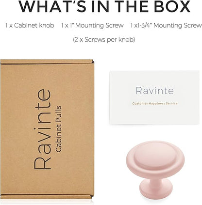 Ravinte 1 Pack 1-1/4 inch Kitchen Cabinet Knobs Pink Frosted Dresser Zinc Pulls Door Drawer Handles for Dresser Drawers
