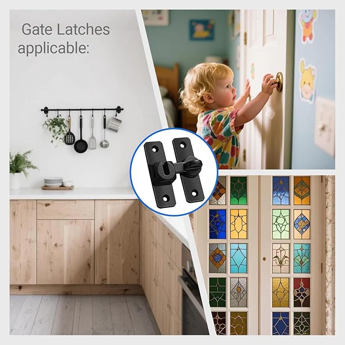 Upgraded Barn Door Lock - 90/180 Degree Flip Door Latch, Protecting Safety Sliding Gate Latches for Barn, Garden, Bathroom, Cabinet, Window, Sliding Door