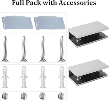 Alise Glass Shelf Brackets 2Pcs, Adjustable Shower Glass Clamps, Heavy Duty Clamp Holder, SUS304 Stainless Steel Brackets for 8-12mm Wood/Glass Shelves and Wall-to-Glass Connection, Polished Chrome