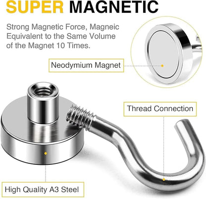 DIYMAG Magnetic Hooks, 30Lbs Silver Strong Heavy Duty Cruise Garage Magnet S-Hooks for Classroom, Fridge, Hanging, Cabins, Grill, Kitchen, Garage, Workplace and Office Etc, 120 Pack