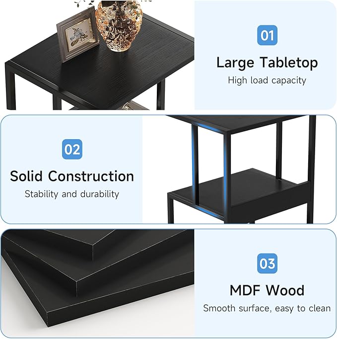 Mexin Black Printer Stand-Small 3 Tier Printer Table with Wheels, Industrial Rolling Printer Cart with Storage Shelf for Scanner Fax Home Office Use,17.5 x 11.8 Inches