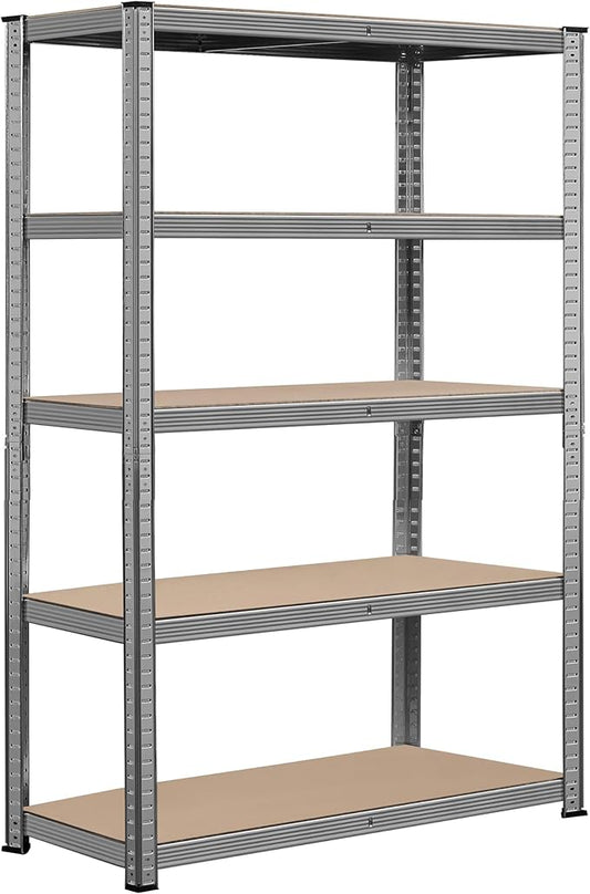 Topeakmart 5-Tier Utility Shelves, Metal Storage Shelves Garage Shelving Unit Adjustable Garage Storage Shelves Storage Racks Heavy Duty Shed Shelving- Light Gray, 35.5 x 16 x 71 Inch