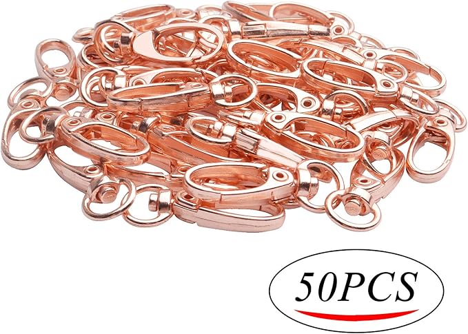 Swivel Clasp Clips,50pcs 35mm Swivel Trigger Clips Metal Keyring Clasps Snap Hooks for Hanging Key Chains Dog Leashes Crafts Decorations,Rose Gold
