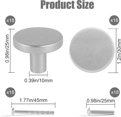 Romeda 12 Piece Drawer Knobs, Silver Cabinet Knobs with Screw, 30mm Drawer Pulls for Dresser, Kitchen, and Cabinet Drawers