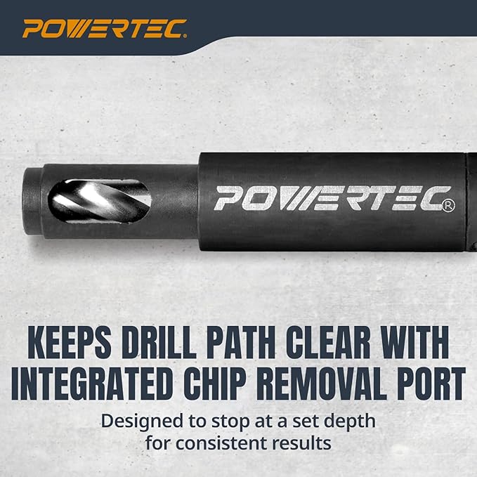 POWERTEC Shelf Pin Jig with 1/4" Self Pin Bit, Self Centering Drill Bit for 3/8' Holes, Woodworking Tool for Installing Shelf Pegs & Making Shelves & Cabinets (71653)