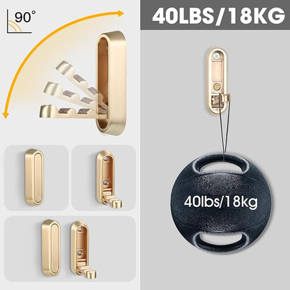 Folding Wall Hooks, 4 Pcs Foldable Gold Coat Hooks Heavy Duty Foldable Hook Bathroom Towel Hooks Robe Hooks Wall Mounted for Hanging Coat Towels Clothes Hat Bags Keys