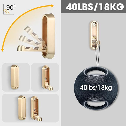 Folding Wall Hooks, 4 Pcs Foldable Gold Coat Hooks Heavy Duty Foldable Hook Bathroom Towel Hooks Robe Hooks Wall Mounted for Hanging Coat Towels Clothes Hat Bags Keys