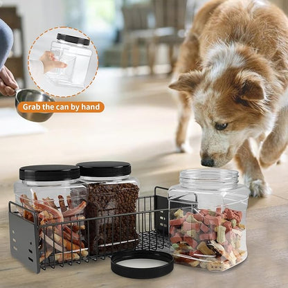 Dog Treat Container, Airtight Dog Treat Jar Set of 3, Wire Pet Food Storage Containers , With Reusable Bone Shaped Label Sticker, Suitable for Pet Snacks Storage, Farmhouse Kitchen Counter(68oz*3)