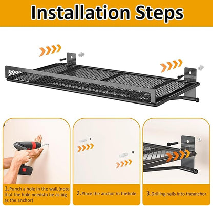 BABKAS 4 Pack Garage Wall Shelving,16.5" x 12.2" Garage Shelving Wall Mounted for Garage, Office,Laundry Room,Basement,Closet and Kitchen, Holds Up to 320 Lbs