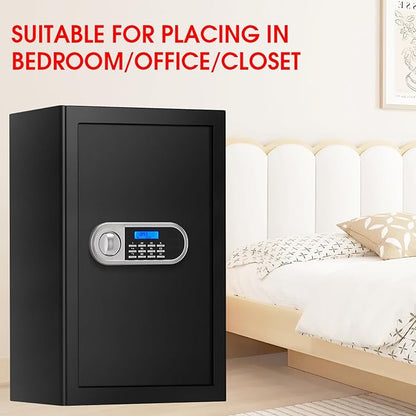 5.2 Cuft Large Safes for Home Use Fire and Water Proof, Anti-Theft Digital Security Safe Box With Programmable Keypad & Spare Keys, Home Safes Water and Fireproof for Money Valuables