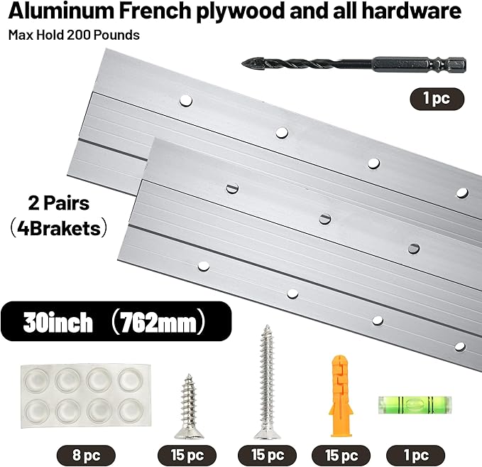 French Cleat Picture Hanger 30 Inch, Pilot Edition, Heavy Duty Z Bar Hanger with Smart Alignment Design, 200 lbs Mirror Mounting Hardware for Cabinets, Shelves & Wall Décor