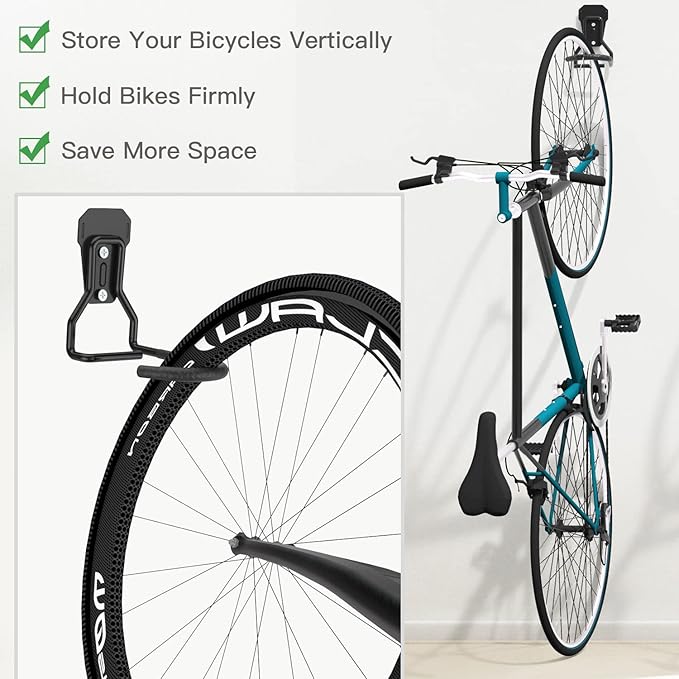 Housolution Bike Wall Mount with Fixed Hook, [8 Pack] Heavy Duty Bike Storage Rack, Bike Rack Vertical Stand for Garage - Easily Hang/Detach - with Screws Iron Bike Hanger Brackets