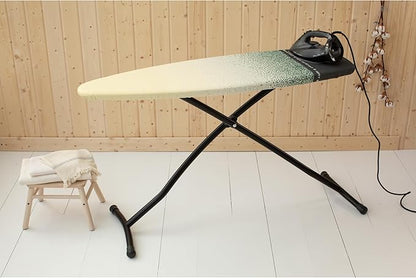 Brabantia - Ironing Board D - Heat-Resistant Steam Iron Zone - Adjustable Height - Non-Slip Rubber Feet -100% Fairtrade Cotton Cover with Foam Layer - Foldable XL Board - New Dawn - Size D(53 x 18 in)