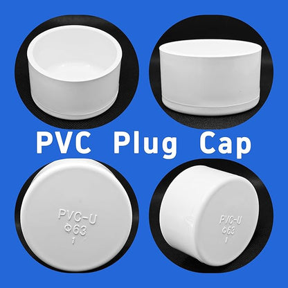 2PCS 2 Inch PVC End Caps(Not SCH40), White Furniture Grade Socket Plugs Adapter, PVC Pipe Fitting Covers for Greenhouse Frames & Shelving Systems(63mm Inner Diameter)