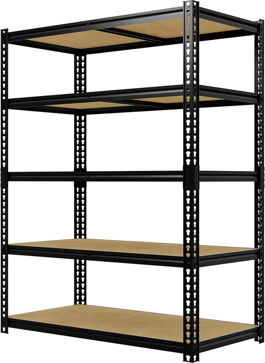 Heavy Duty Garage Storage Shelves, 3000 Lbs Capacity, 5-Tier Adjustable Storage Shelving Unit, 48" L x 24" W x 72" H Metal Shelving Racks for Kitchen Pantry Basement Bathroom Laundry