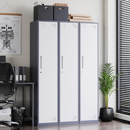 Letaya Metal Storage Locker,71" Tall Steel Storage Cabinet with Lockable Door for School Office Gym Home Employees Staff (1 Door -White)