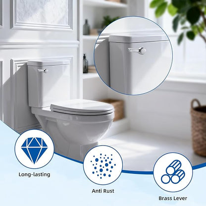 Hibbent Universal Front Mount Metal Toilet Handle Replacement Kit, Brass Toilet Tank Flush Lever with Stainless Steel Adjustable Flapper Chains for Most Toilets, Chrome