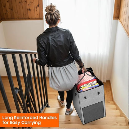 160L Laundry Hamper with Lid, Rolling Laundry Basket with Wheels, Large & Tall Dirty Clothes Hamper with Metal Frame and Removable Bag for Bedroom Aesthetic, Laundry Room, Bathroom, Dorm-Grey